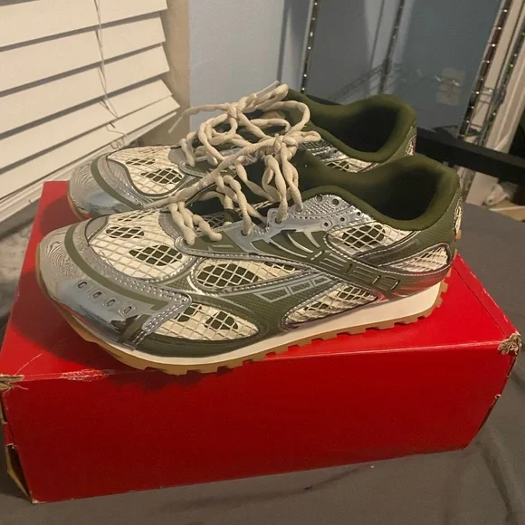 Bottega Veneta Green and Silver Athletic Shoes